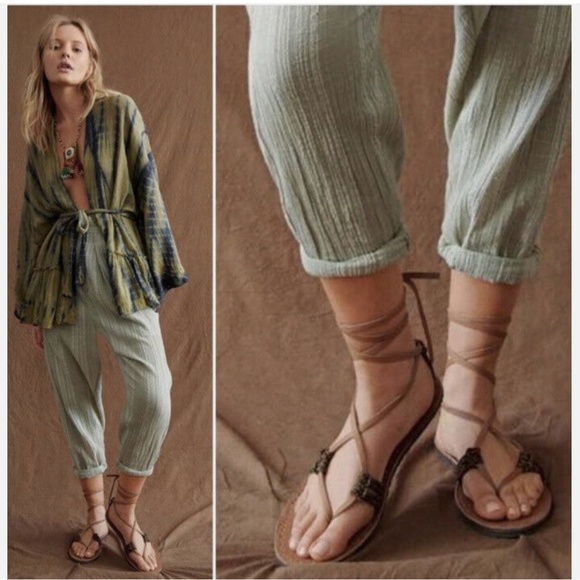 Free People Shoes - Free People Leather La Jolla Wrap Gladiator Sandal, Tan, Size 37 (US 6.5)